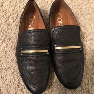 Calvin Klein, black flat, slip on shoes